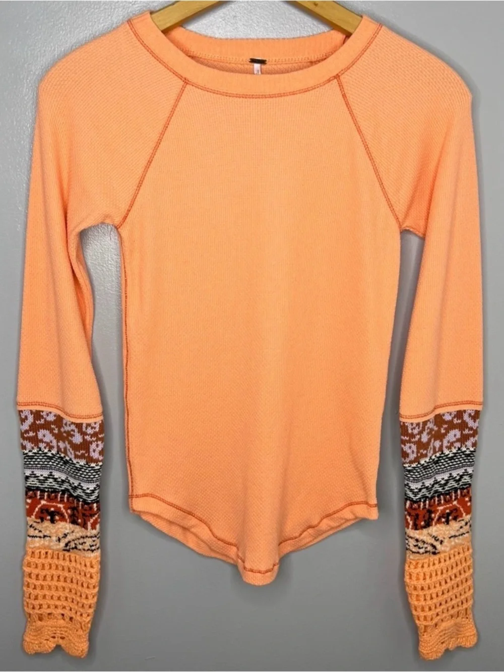 FREE PEOPLE In The Mix Cuff Thermal Top - Small